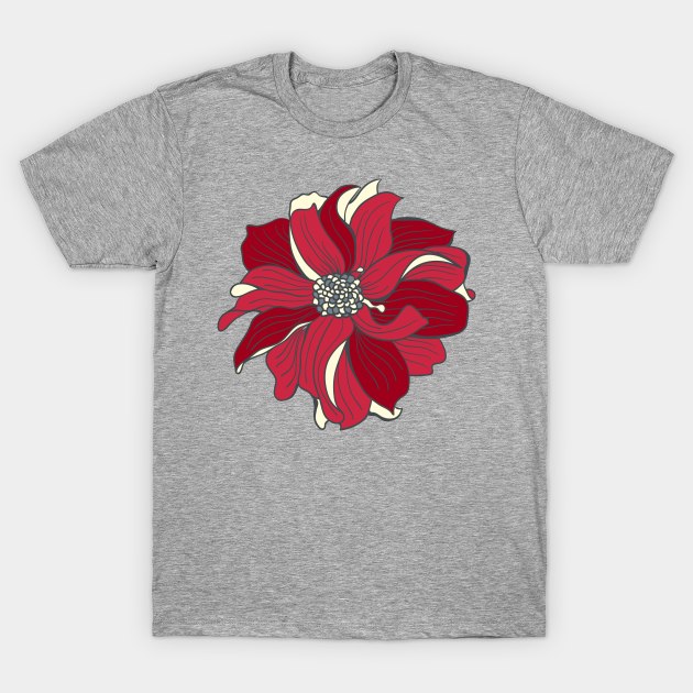 DAHLIA in cherry red, single flower T-Shirt by Slanapotam
